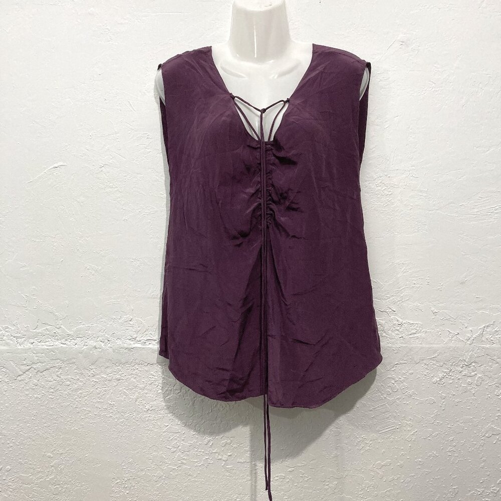 Tea and Honey Anthropologie Silk Blouse Top Sleeveless Burgundy Lightweight L